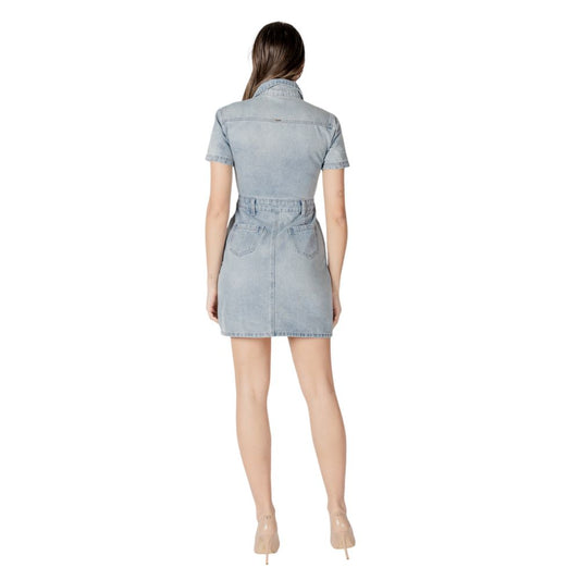 Morgan De Toi Blue Cotton Midi Dress