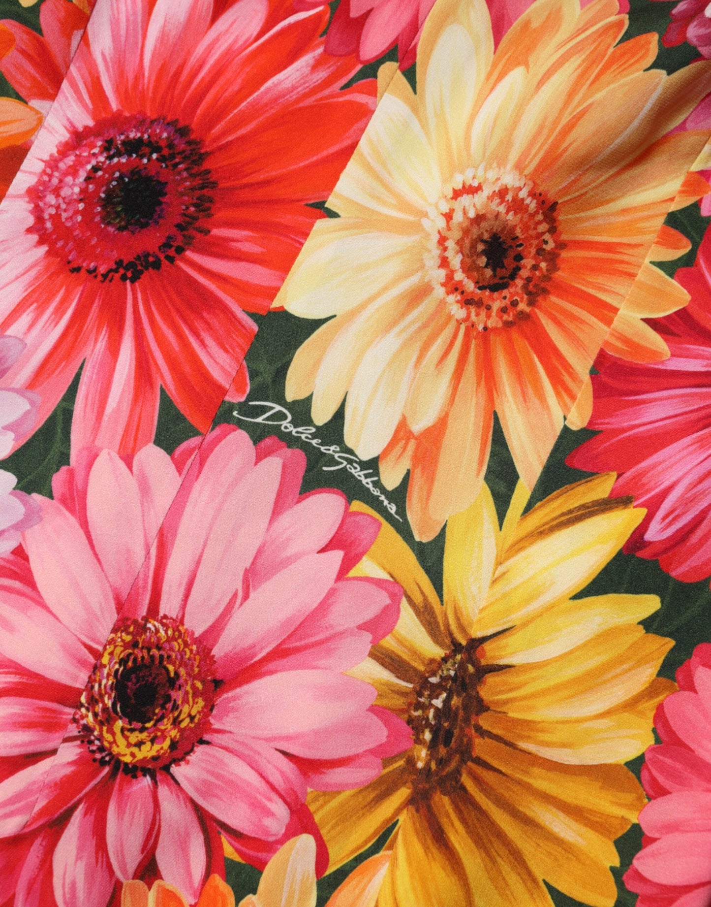 Dolce & Gabbana Abito midi in seta con stampa floreale multicolore