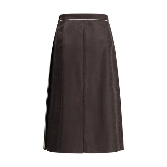 Burberry Brown Silk Midi Skirt