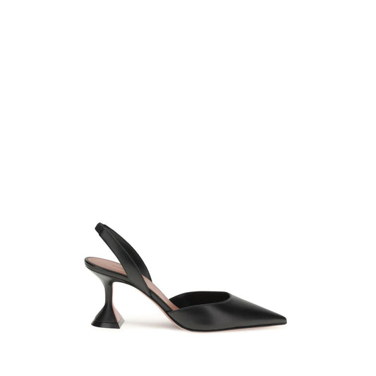 Amina Muaddi Black Calf Leather Bos Taurus Platform Pumps