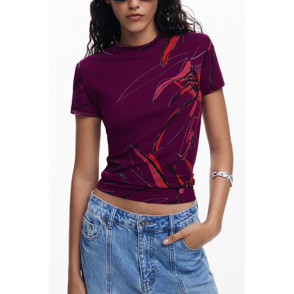 Desigual Purple Elastane T-Shirt