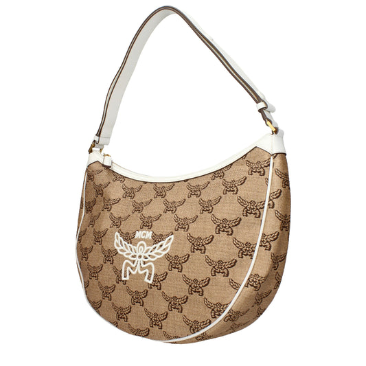 MCM Beige Raffia Shoulder Bag