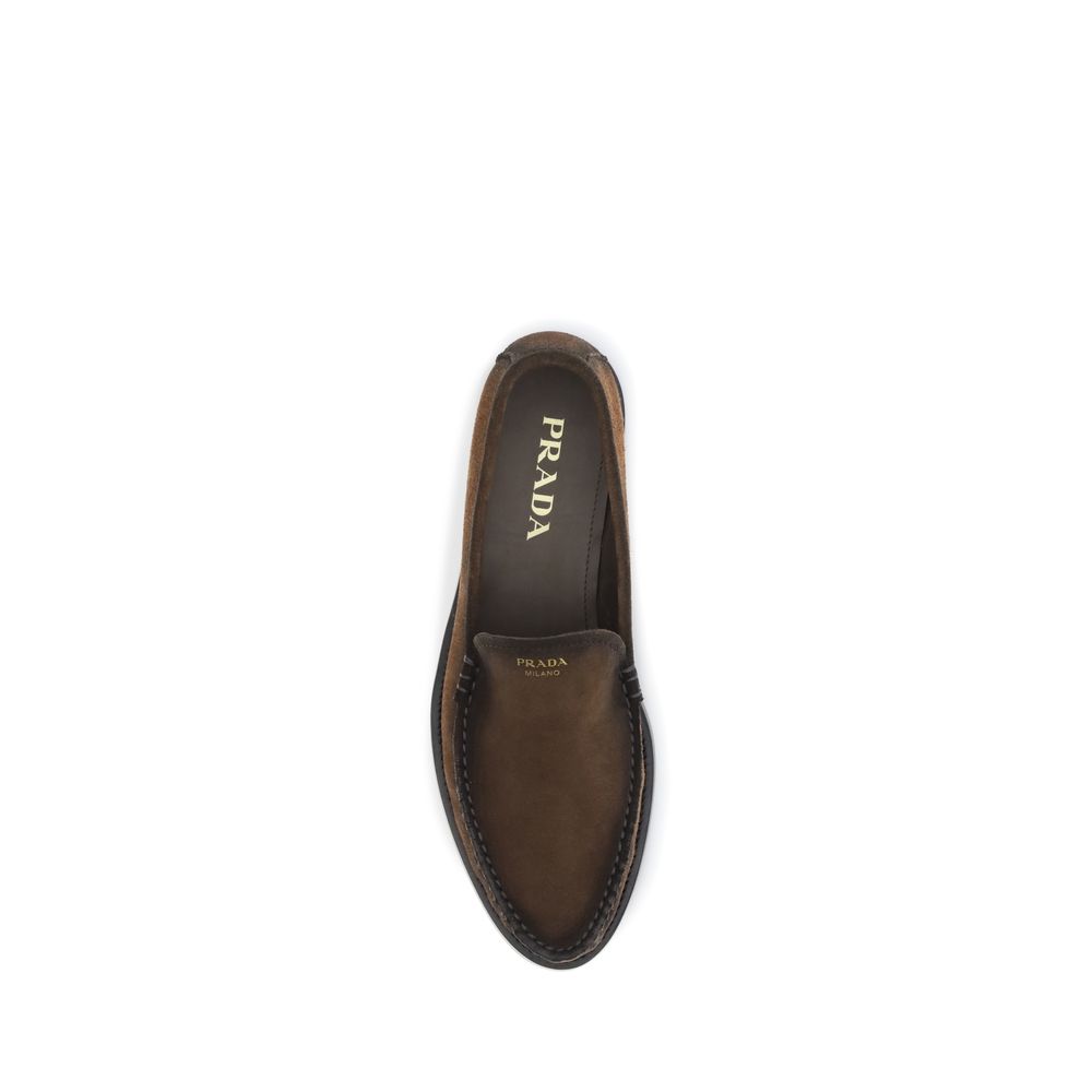 Mocassini slip-on Prada in pelle di vitello marrone Bos Taurus