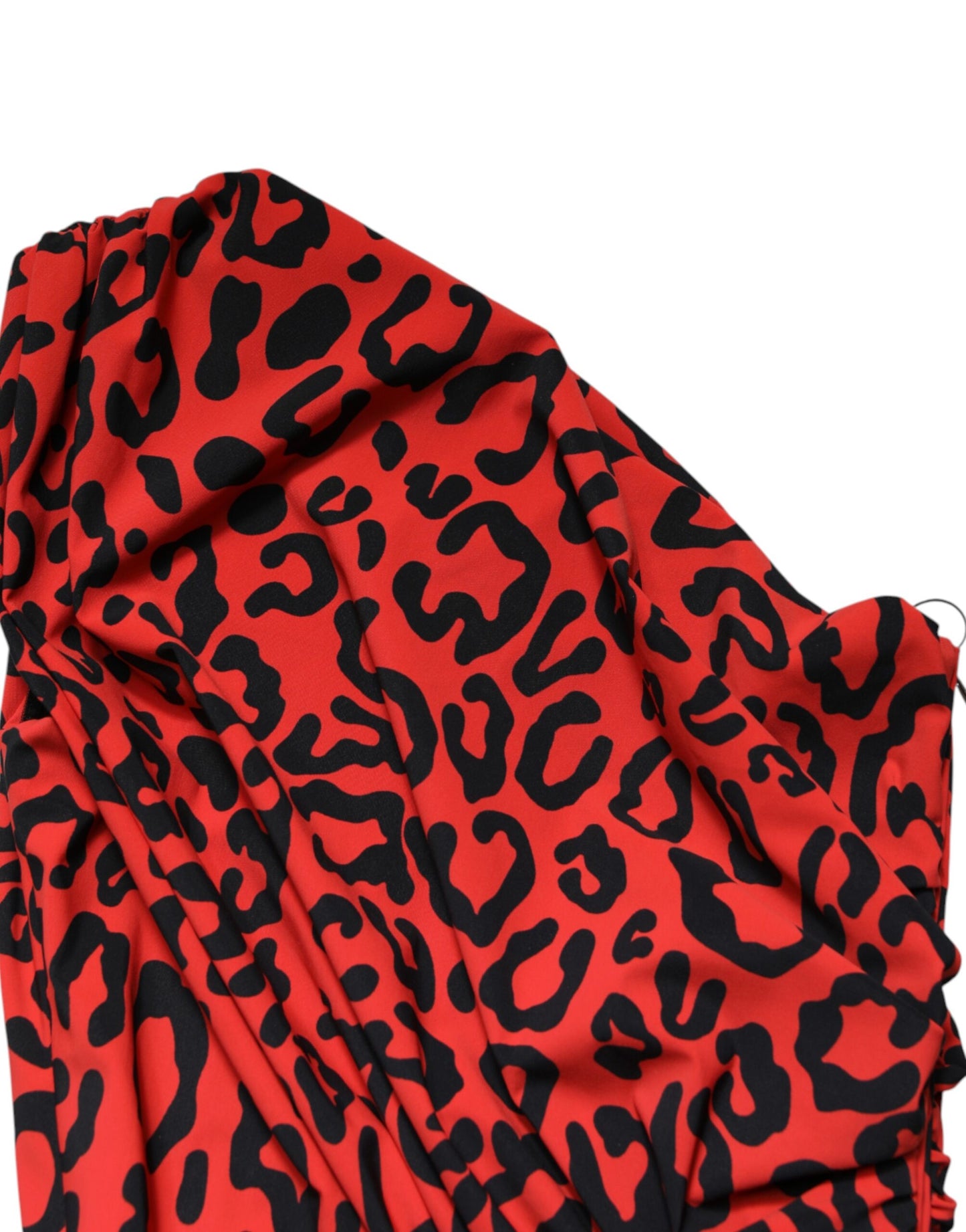 Abito midi in nylon con stampa leopardata rossa Dolce & Gabbana