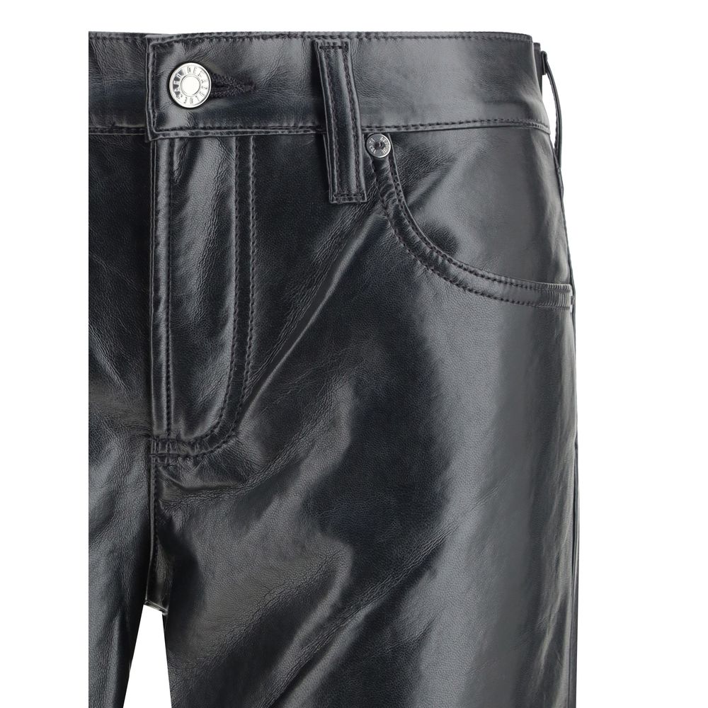 Pantaloni in pelle nera Agolde