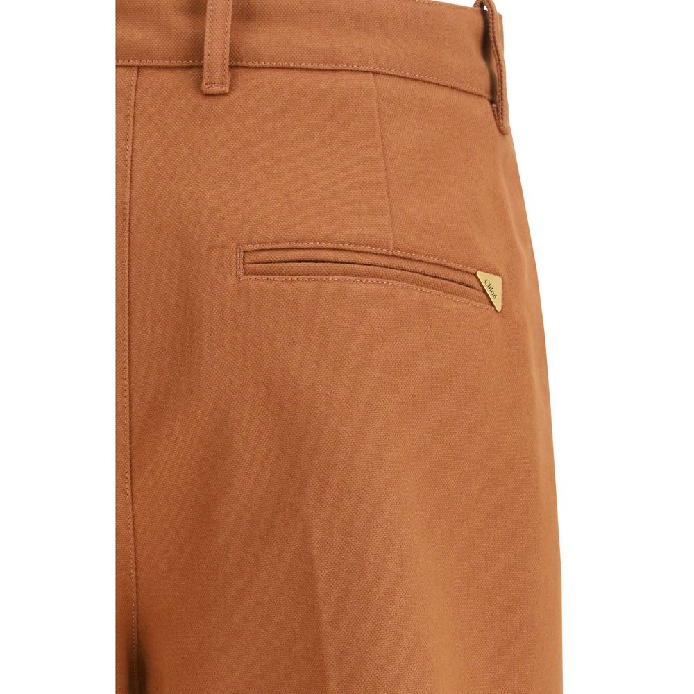 Chloé Brown Cotton Flared Pants
