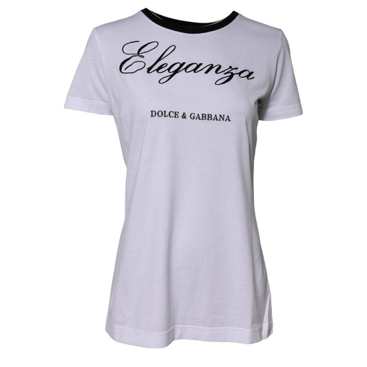 T-shirt girocollo in cotone Dolce & Gabbana White Eleganza