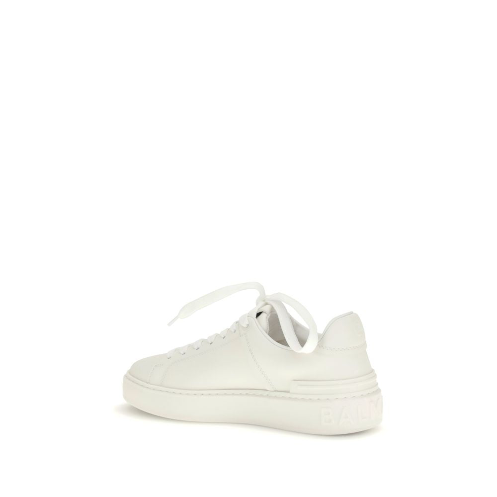 Balmain White Calf Leather Bos Taurus Low Top Sneakers