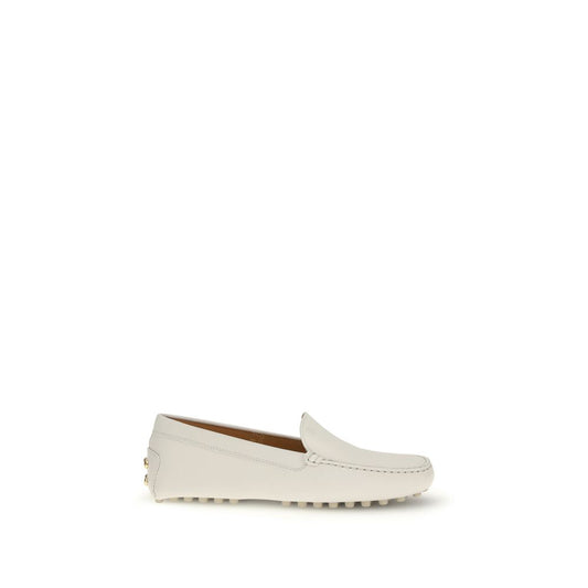 Tod's Cream Calf Leather Bos Taurus Slip-On Loafers