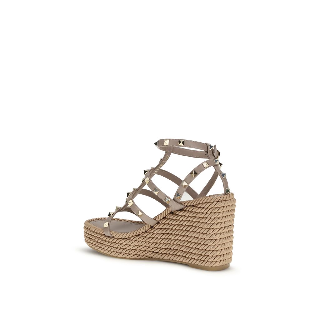 Valentino Garavani Beige Calf Leather Bos Taurus Espadrilles
