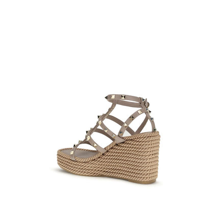 Valentino Garavani Beige Calf Leather Bos Taurus Espadrilles