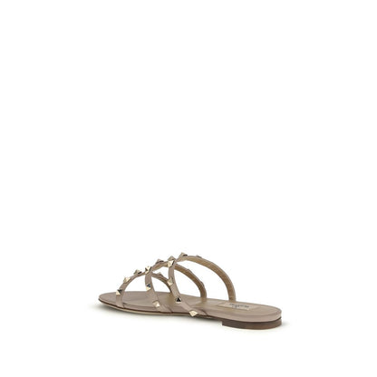 Valentino Garavani Beige Calf Leather Bos Taurus Sandals