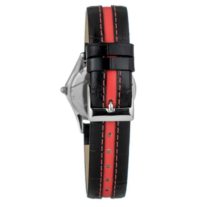 JUSTINA Black Leather Sport Watch