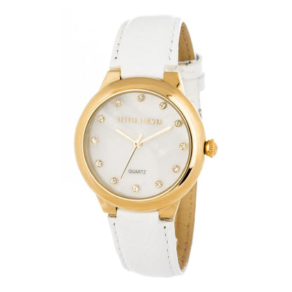 DEVOTA & LOMBA White Leather Dress Watch