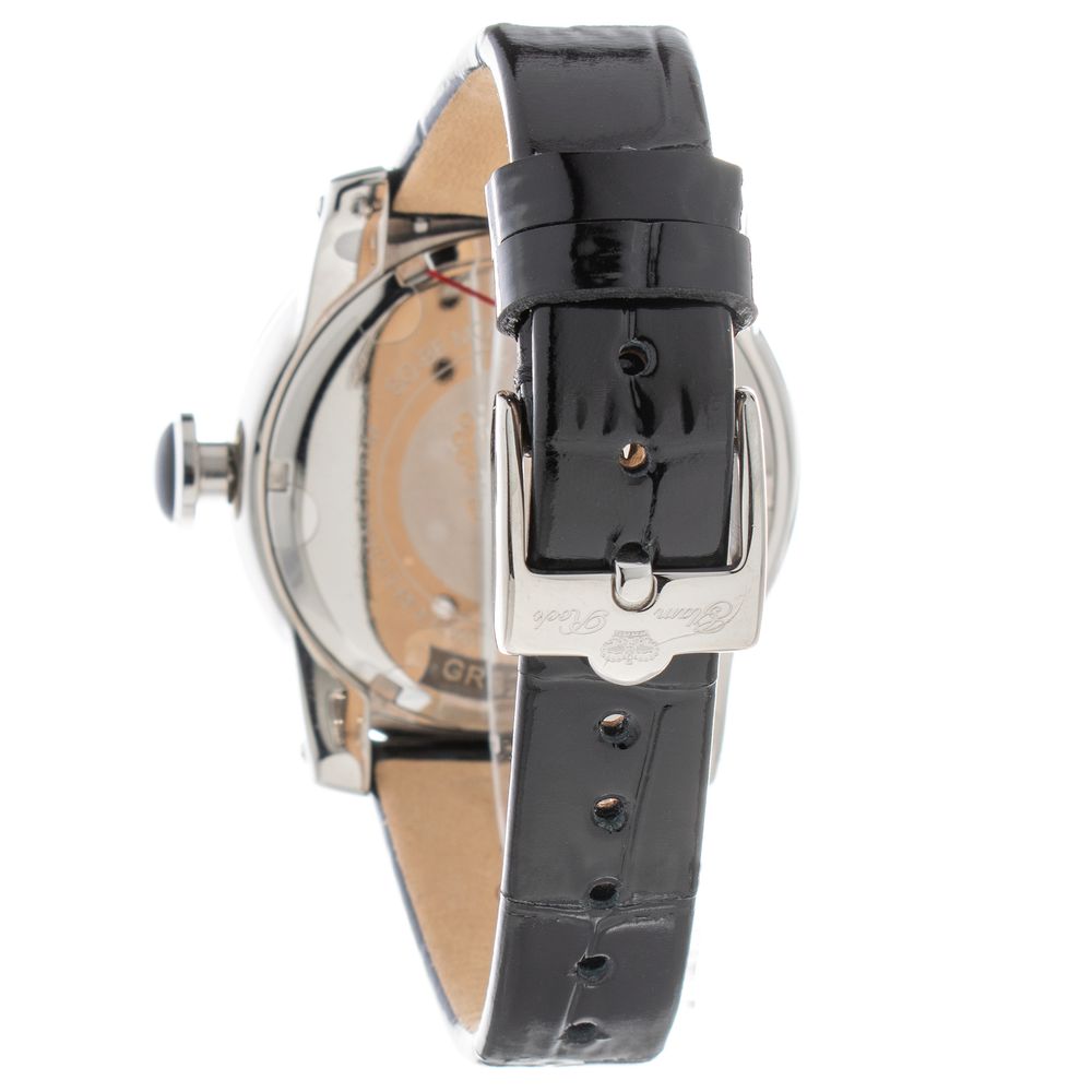 GLAM ROCK Black Leather Dress Watch