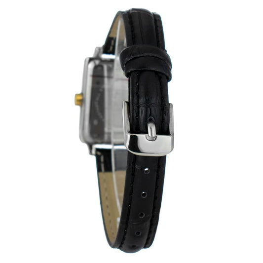 JUSTINA Black Leather Dress Watch