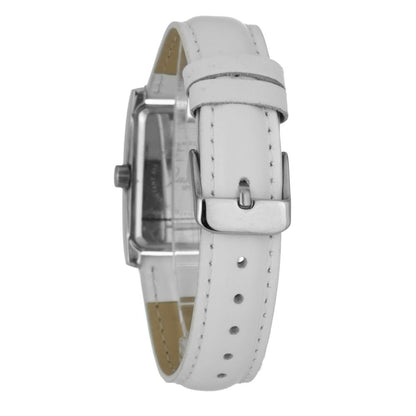 JUSTINA White Leather Dress Watch