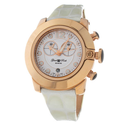 GLAM ROCK White Leather Dress Watch