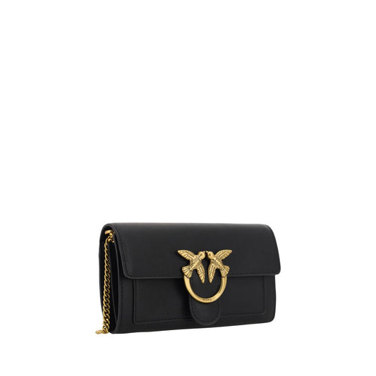 PINKO Black Calf Leather Bos Taurus Shoulder Bag