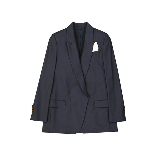 Brunello Cucinelli Blue Virgin Wool Jackets And Coat