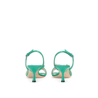 Sergio Rossi Bicolor Silk Stiletto Heel Sandals