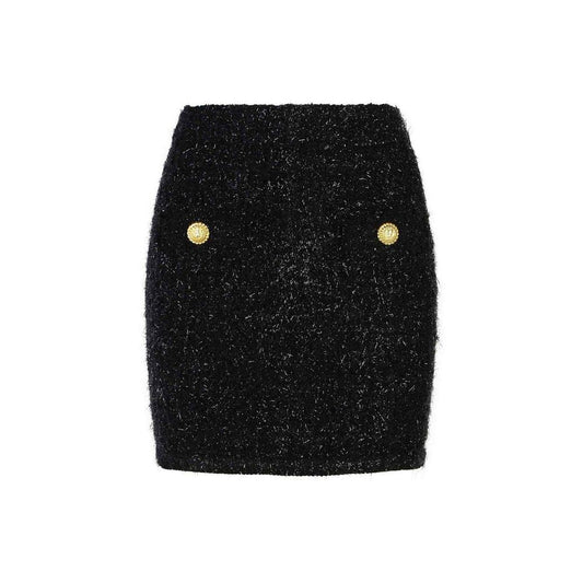 Balmain Black Cotton Mini Skirt