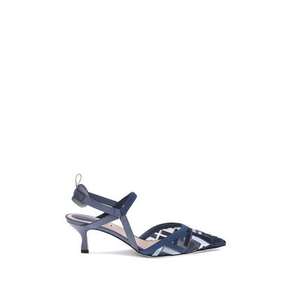 Fendi Blue Polyamide Mid Heel Pumps