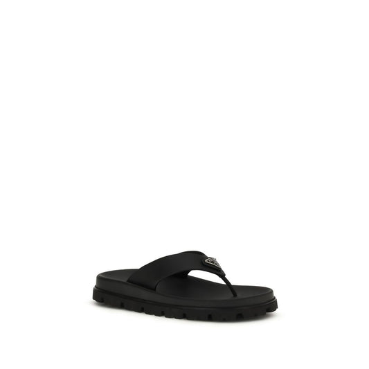 Prada Black Rubber Flip-Flop Sandals