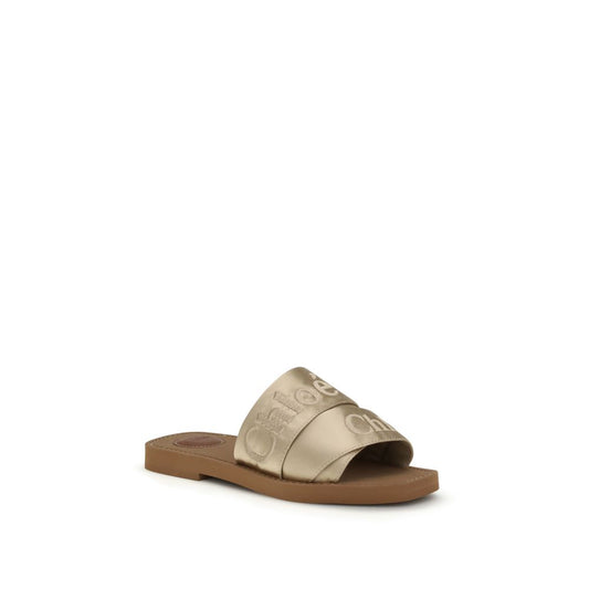 Chloé Gold Polyester Flat Sandals