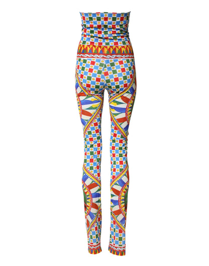 Pantaloni a vita alta Dolce &amp; Gabbana Carretto Multicolor Leggings