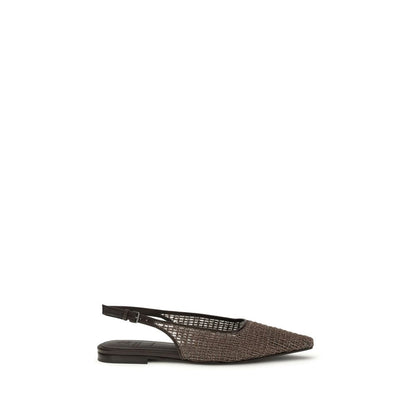 Brunello Cucinelli Brown Leather Ballet Flats