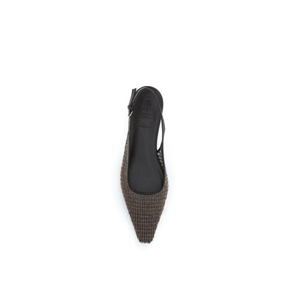 Brunello Cucinelli Brown Leather Ballet Flats