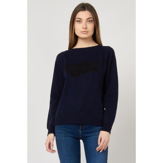 Gas Navy Blue Marabou Sweatshirt