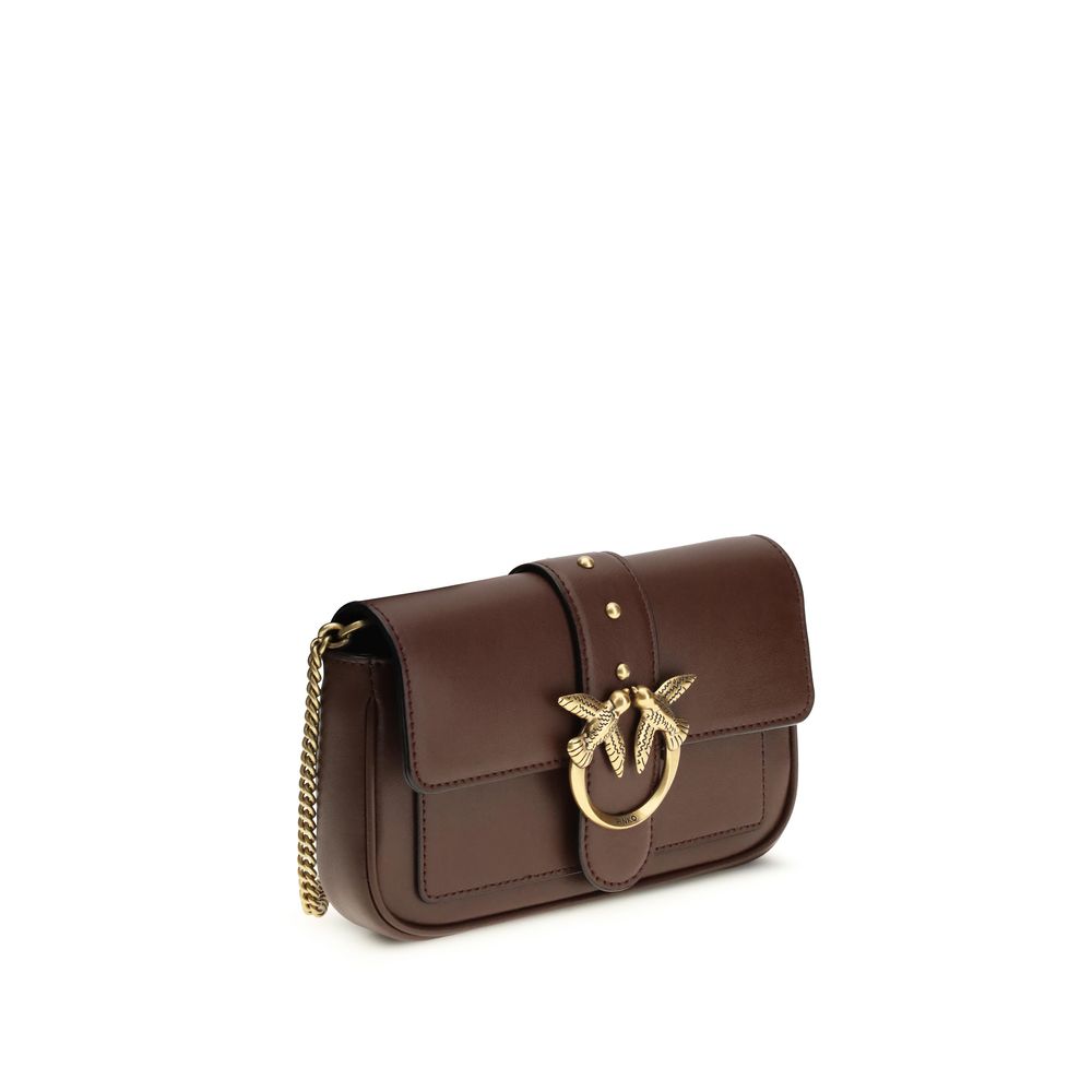 PINKO Brown Calf Leather Bos Taurus Shoulder Bag