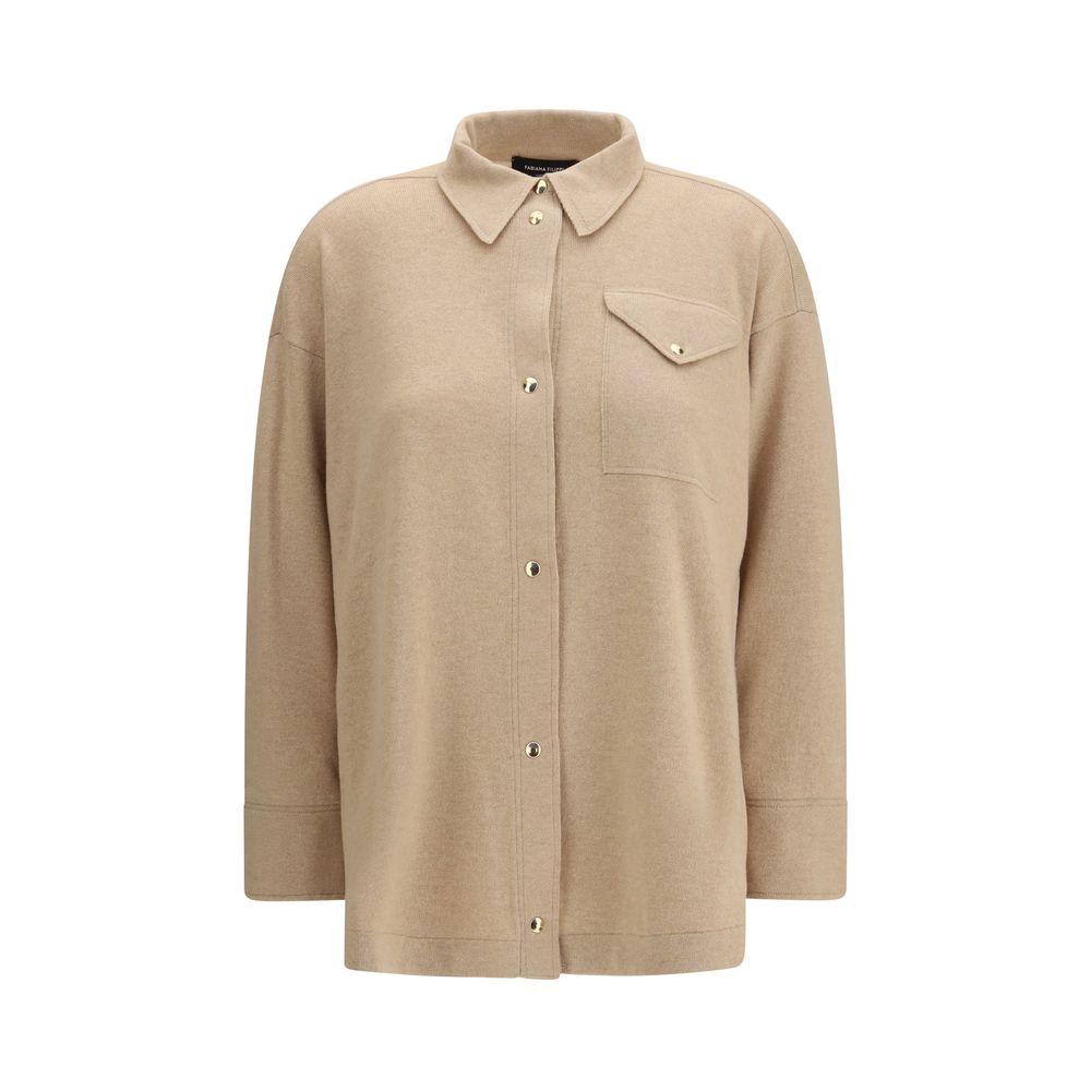 Fabiana Filippi Beige Fleece Wool Dress Shirt