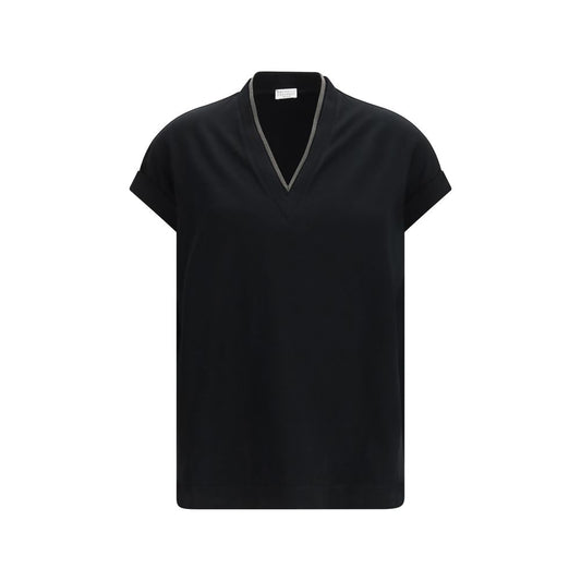 Brunello Cucinelli Black Cotton T-Shirt