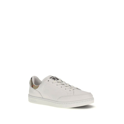 Burberry White Calf Leather Bos Taurus Low Top Sneakers