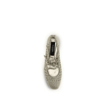 Carel Paris Silver Calf Leather Bos Taurus Ballet Flats