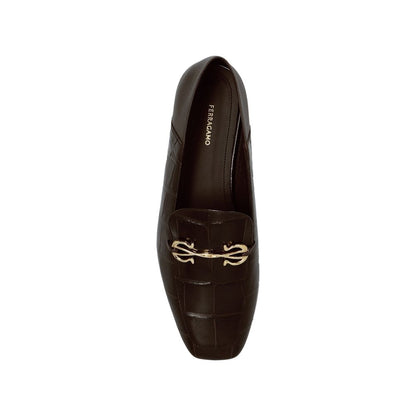 Salvatore Ferragamo Brown Calfskin Slip-On Loafers
