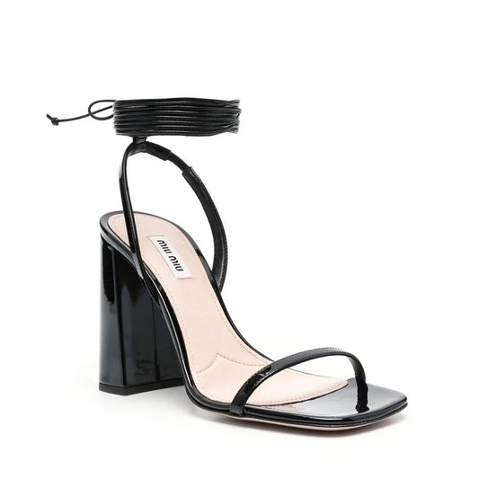 Miu Miu Black Calfskin Platform Sandals