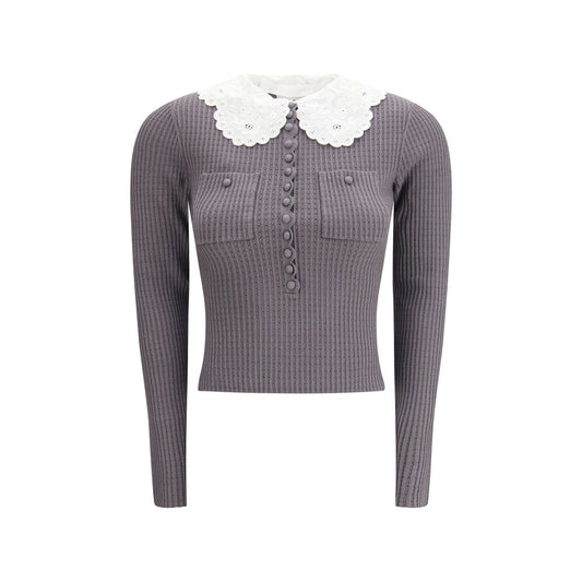 Self-Portrait Gray Viscose Shirt