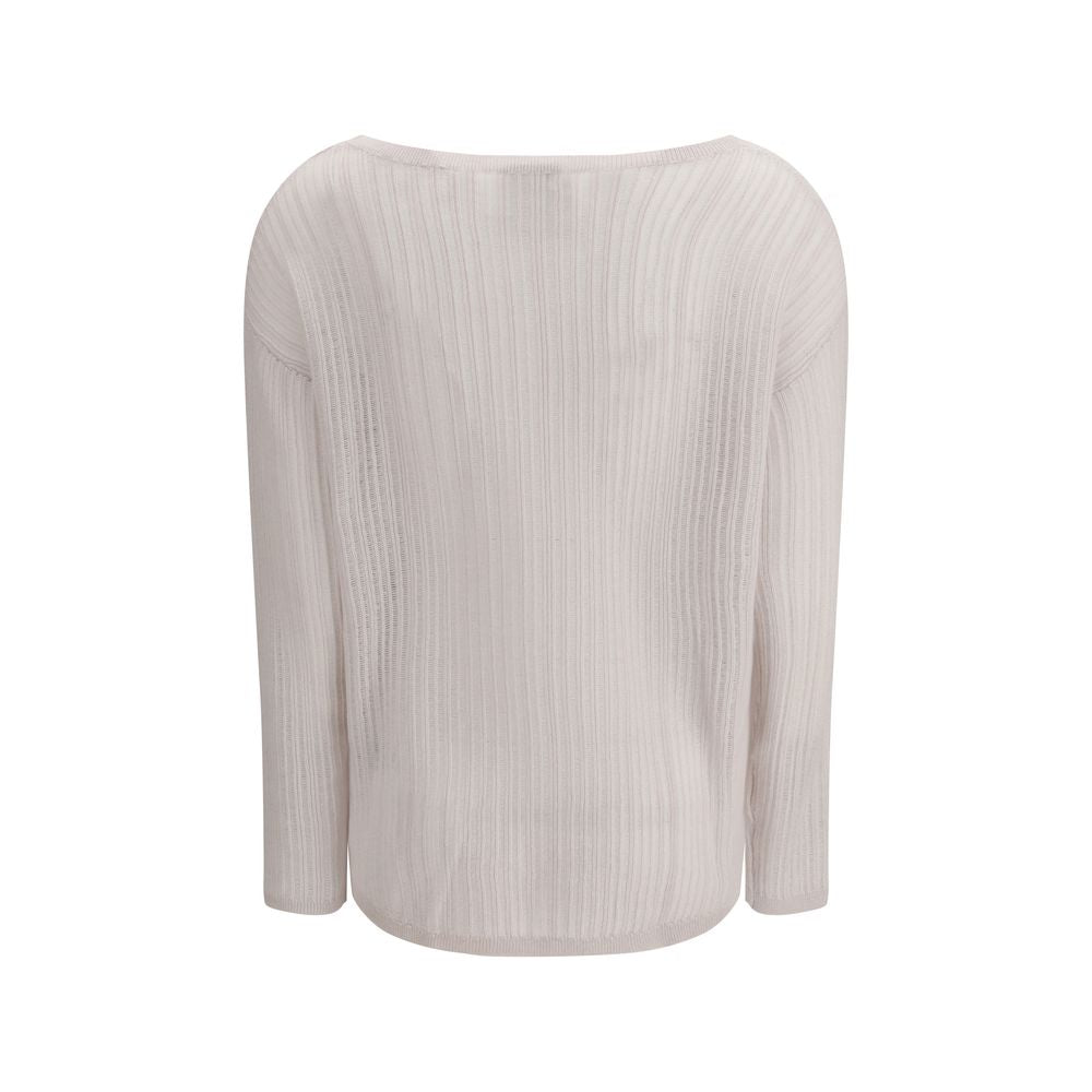Allude White Cashmere Cashmere Sweater