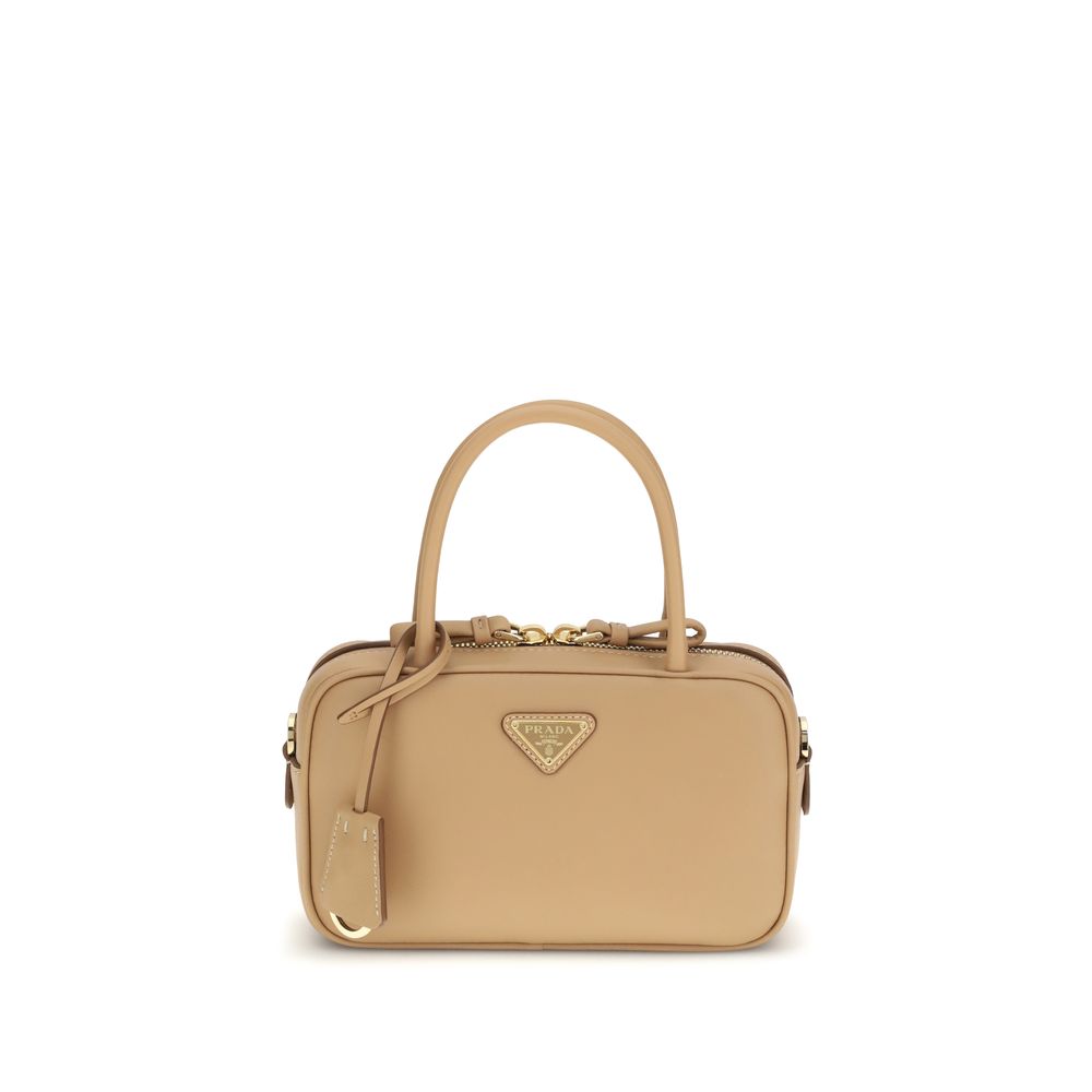 Borsa a mano Prada Bos Taurus in pelle di vitello beige