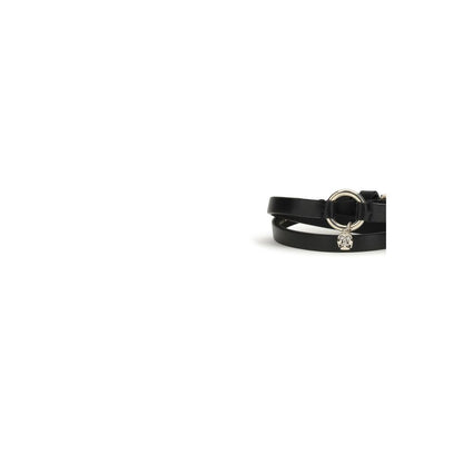 Bracciale Bos Taurus in pelle di vitello nera Alexander McQueen