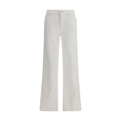7FOR White Cotton Straight-Leg Jeans