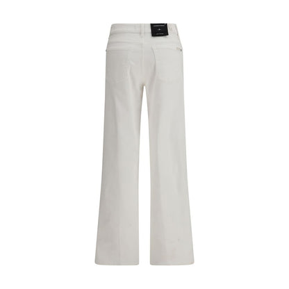 7FOR White Cotton Straight-Leg Jeans