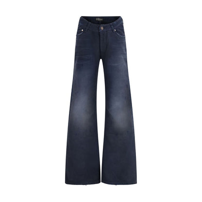 Jeans svasati in cotone blu Balenciaga