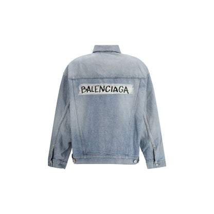 Giacca in denim di cotone blu Balenciaga