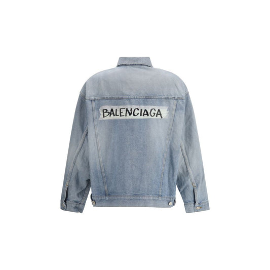 Giacca in denim di cotone blu Balenciaga
