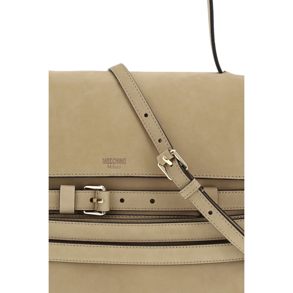 Borsa a mano Moschino Bos Taurus in pelle di vitello beige